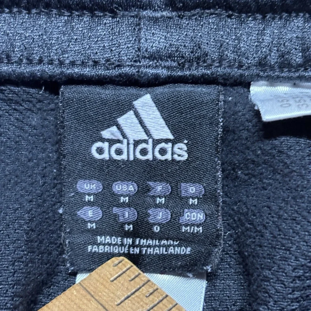 Vintage Adidas Y2K Baggy‎ Track Pants Men's M 3 Stripe Black Warm Ups Climalite